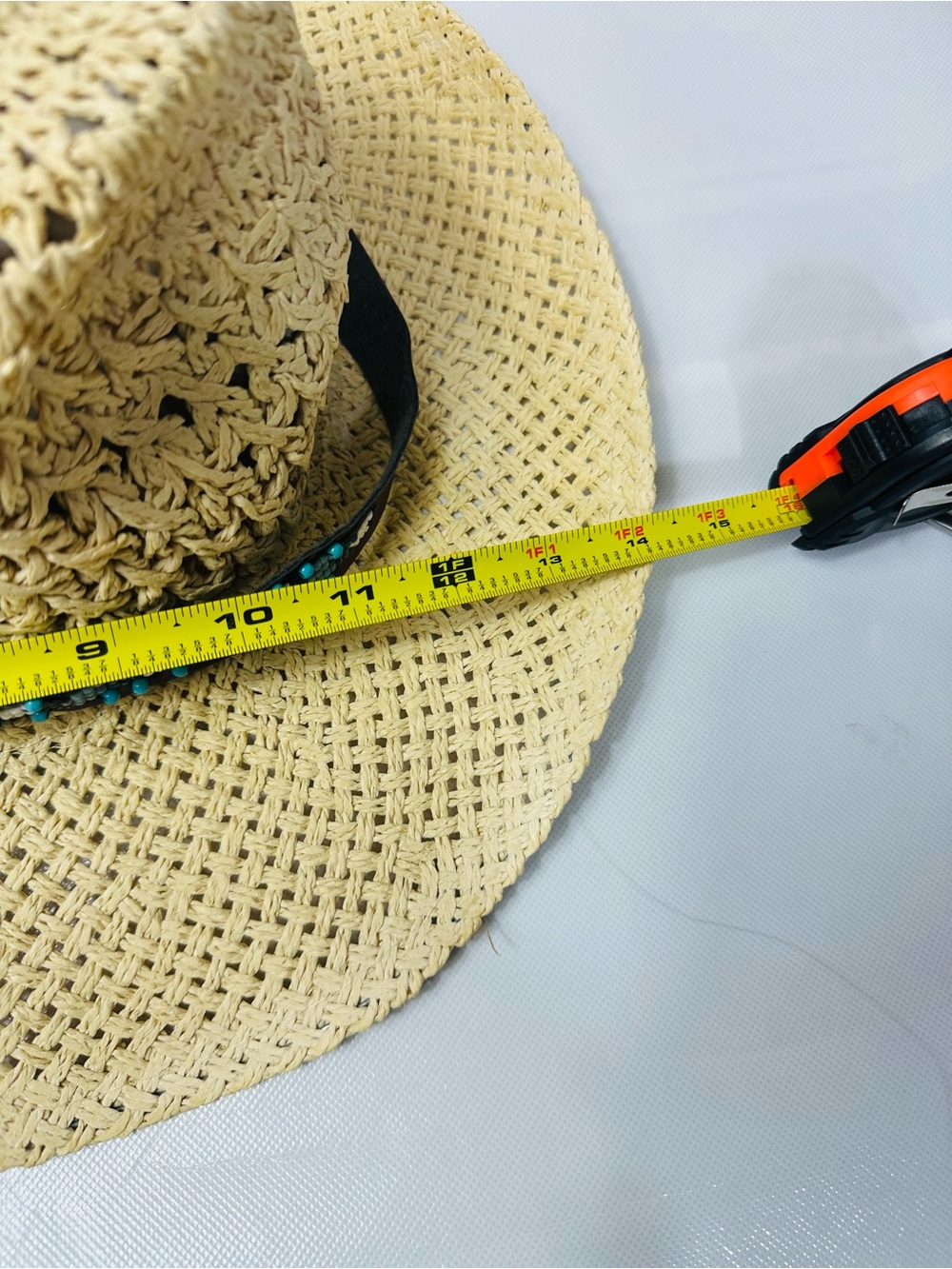 Source Unknown Natural Straw Sun Hat with Blue Floral Band - Picture 11 of 11